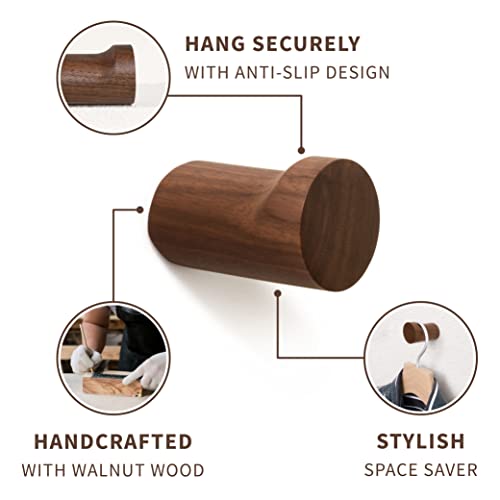 Natural Wooden Wall Hooks - Pack of 4