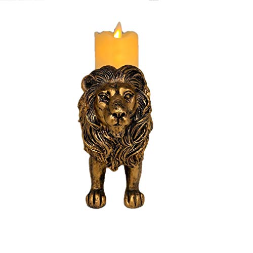 THE NIFTY NOOK Majestic Lion Candle Holder with LED Flameless Pillar Candle for Home and Office…