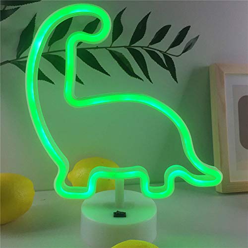 Neon Night Light Dinosaur Shaped w/ Green Lamp USB & Battery Powered