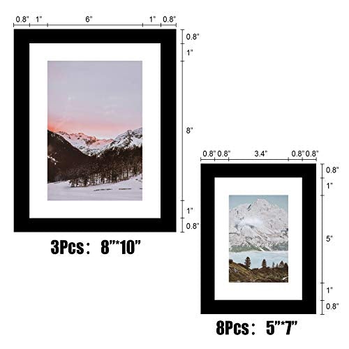 11 Pack Wooden Picture Frames 5x7 8x10 Gallery Wall Photo Frames Set