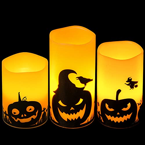 Halloween Flameless Flickering LED Candles with 6-Hour Timer