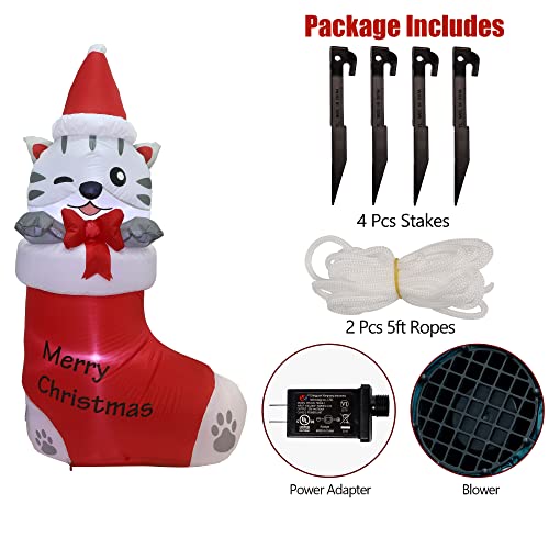 5 FT Christmas Inflatables Xmas Stocking w/ LEDs Decoration