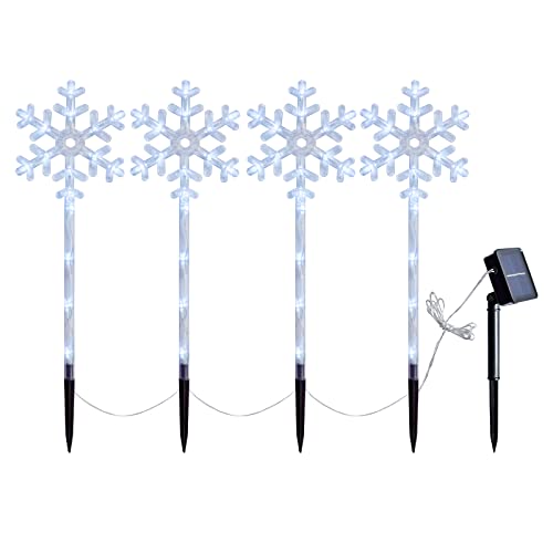 Set of 4 Christmas Pathway Lights- Solar Powered Pre-lit 40 LEDs