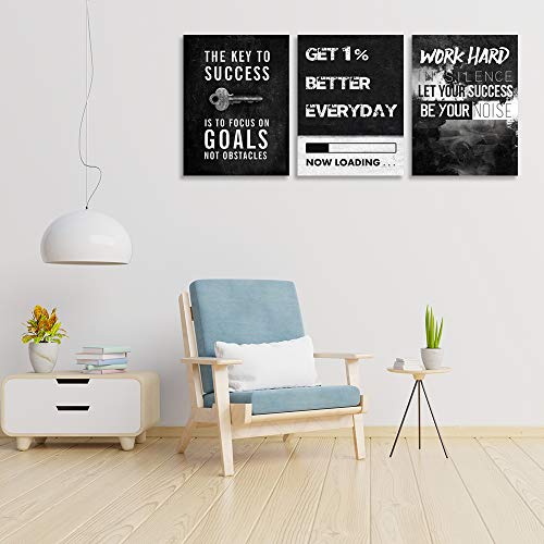 3 Piece Framed Inspirational Success Wall Canvas art Decor