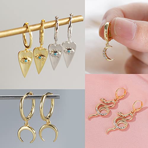 12 Pairs Small Dangle Hoop Drop Earrings for Women