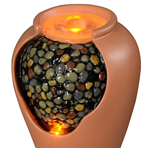 Zen Water Fountain w/ Simulation Colorful River Stones Inside & Soothing Sounds