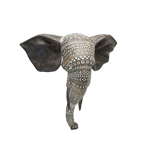 11" Carved African Elephant Wall Bust Sculpture