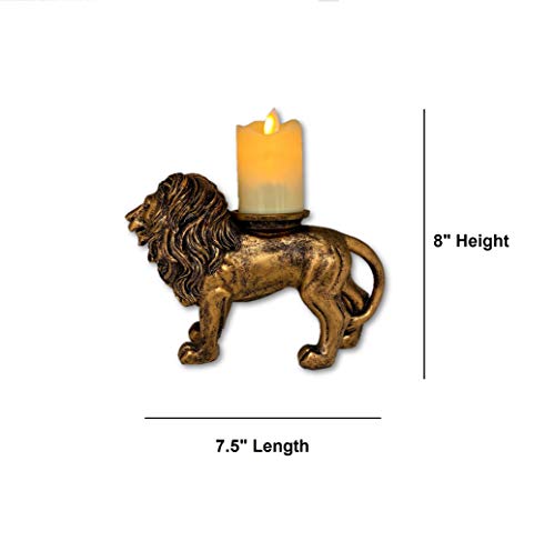 THE NIFTY NOOK Majestic Lion Candle Holder with LED Flameless Pillar Candle for Home and Office…