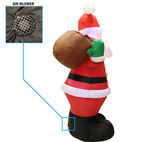 6 Ft Inflatable Santa Claus; LED Light Up Giant Christmas Inflatable Santa Claus Christmas Decoration