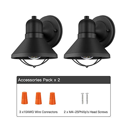 2-Pack Outdoor  Wall Sconce in Powder Coated Finish (Black)