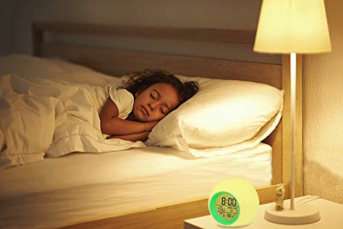 Digital Alarm Clock, 7 Color Night Light, Snooze, Temperature Detect Batteries Operated