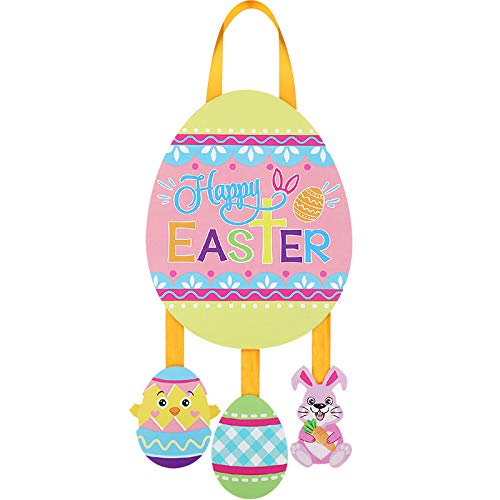 Easter Door Sign Egg Shaped Wooden Hanging Decor