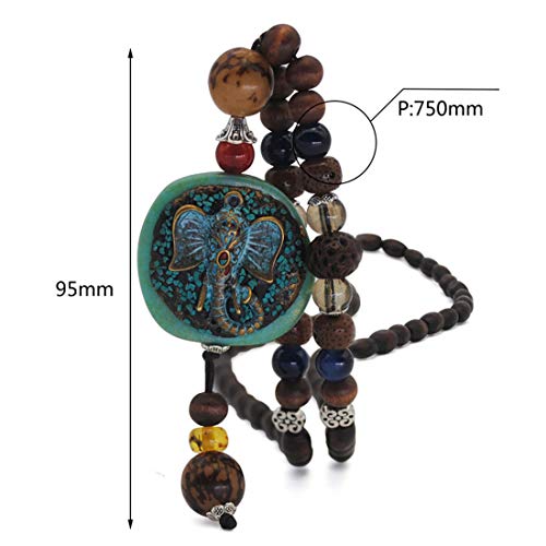 Vintage Long Turquoise Wood Beads Necklace for Women