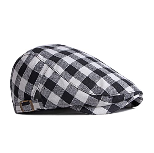 Men Adjustable Colorful Striped Plaid Ivy Newsboy Cabbie Gatsby Cotton Caps