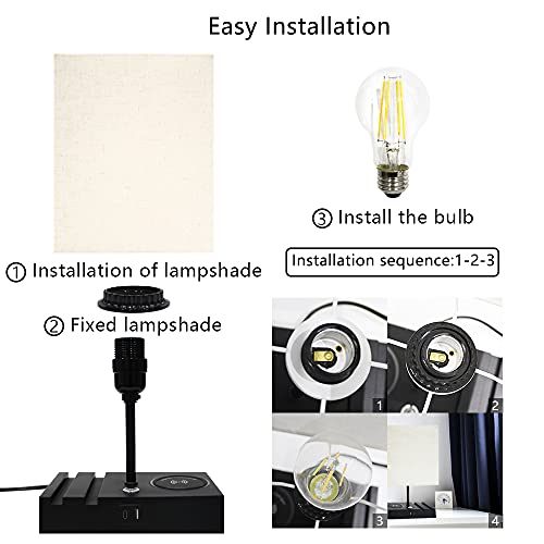 3 Way Dimmable Desk Lamp w/ 1 USB Port & 1 Type C Port, Wireless Charging & Touch Control