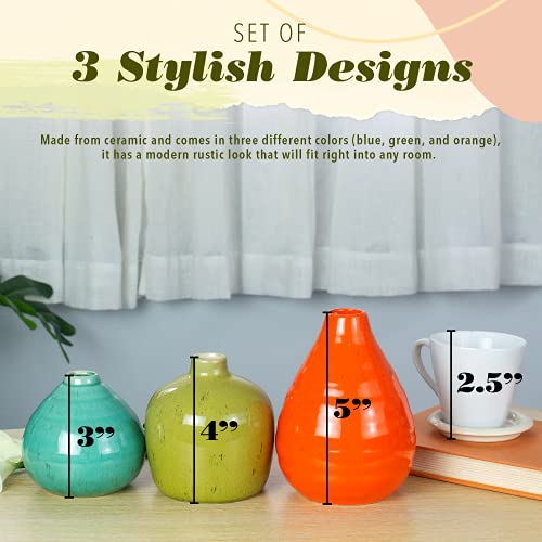 3 Packs - Modern Farmhouse Decor Ceramic Vase for Home Decoration