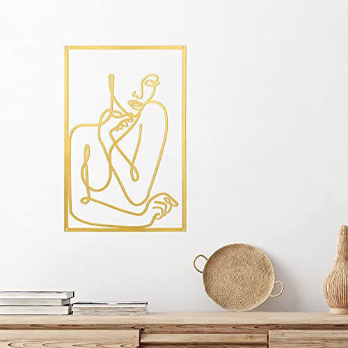 Metal Gold Female Wall Decoration 16 x 10.6 inch Modern Abstract