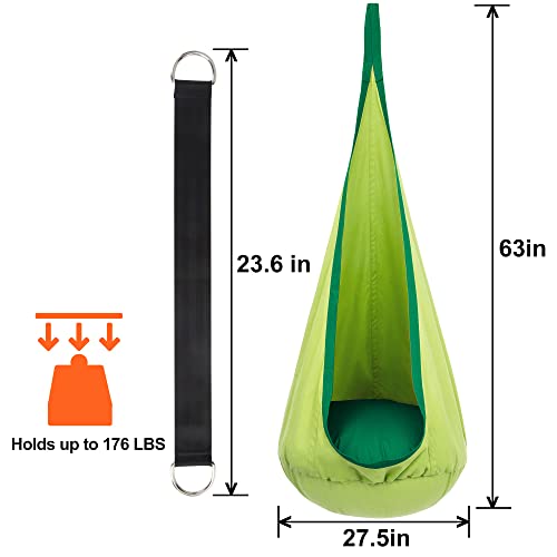 Hanging Hammock Chair with Inflatable Pillow- Max 176 LBs