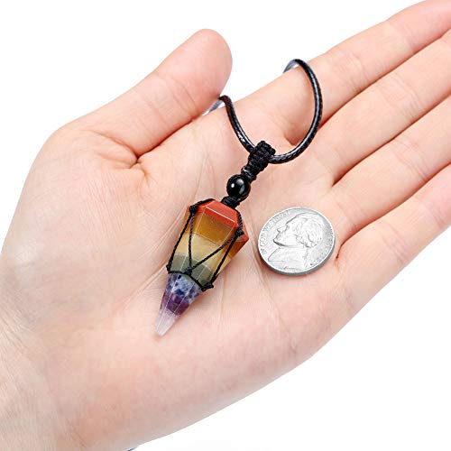 Healing Crystal GemStone Pointed Pendant Necklaces for Men/Women