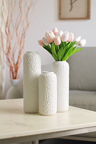 Set of 3 Ceramic Vase -Tall 12 Inch Medium 10 Inch Short 8 Inch High
