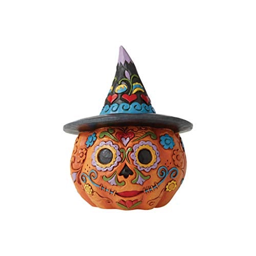 Jim Shore Heartwood Creek Halloween Day of The Dead Pumpkin Miniature Figurine, Multicolor