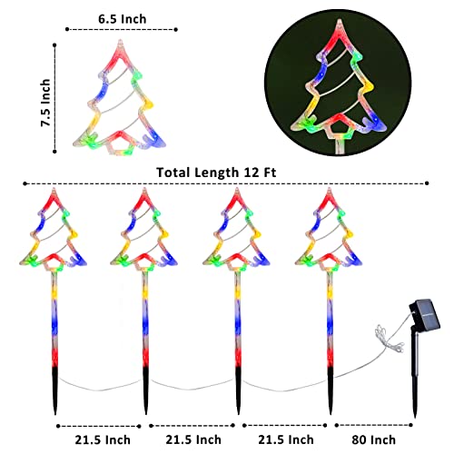 Set of 4 Christmas Pathway Lights- Solar Powered Pre-lit 40 LEDs