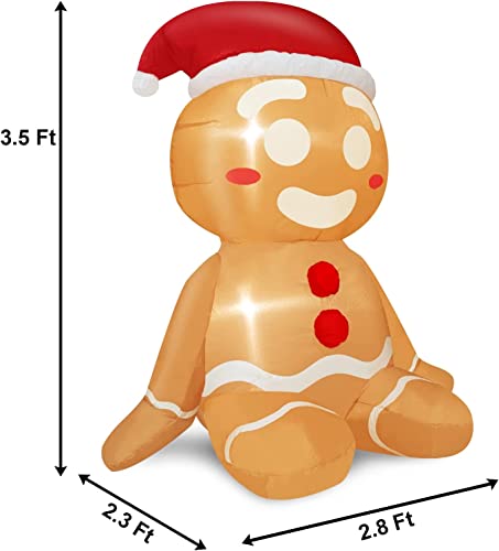 3.5 Ft Christmas Inflatables Sitting Gingerbread Decoration