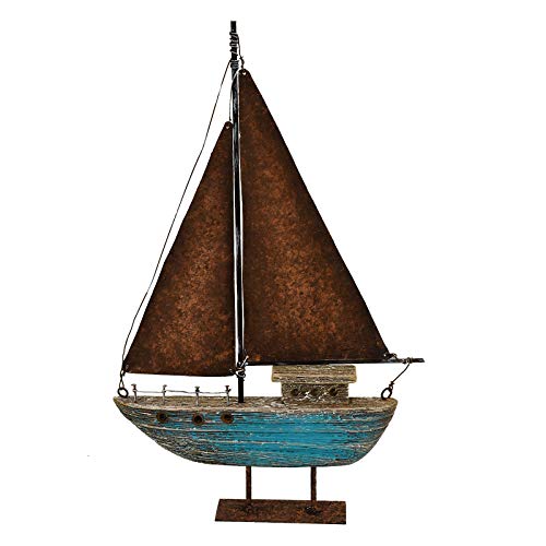 15" Wooden Sailboat Nautical Home Decoration