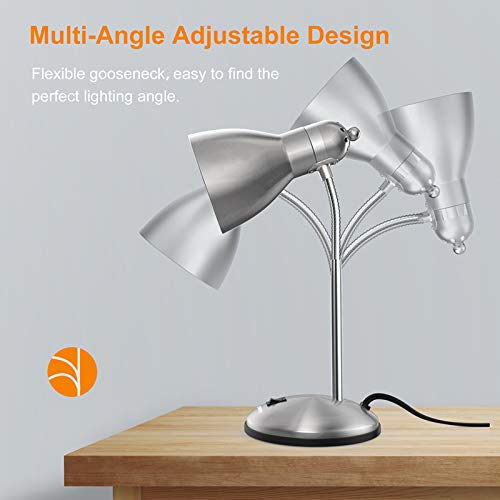 Eye Caring Metal Desk Lamp, Adjustable Goose Neck