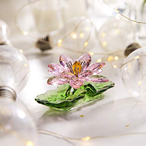 Pink Sparkle Crystal Hue Reflection Crystal Lotus Flower