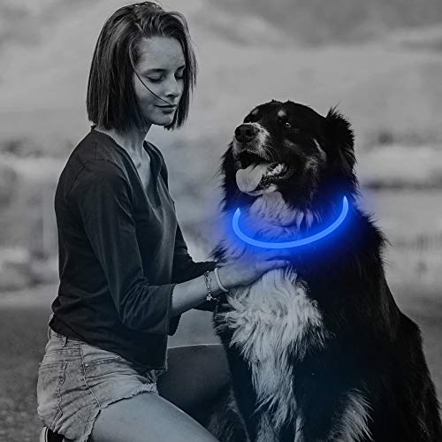 Led Dog Collar USB Rechargeable Flash Dog Necklace Light, Pet Safety Collar