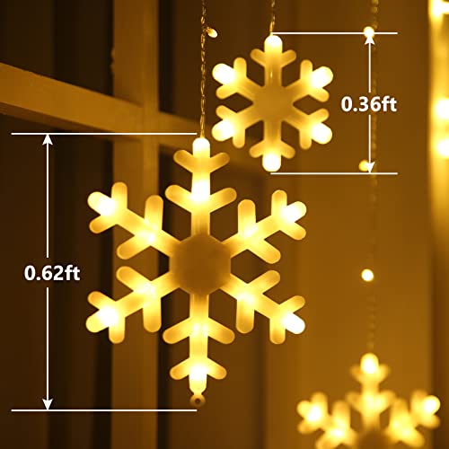 Christmas Snowflake String Lights, 49 ft 100 LED Connectable  (Warm White)