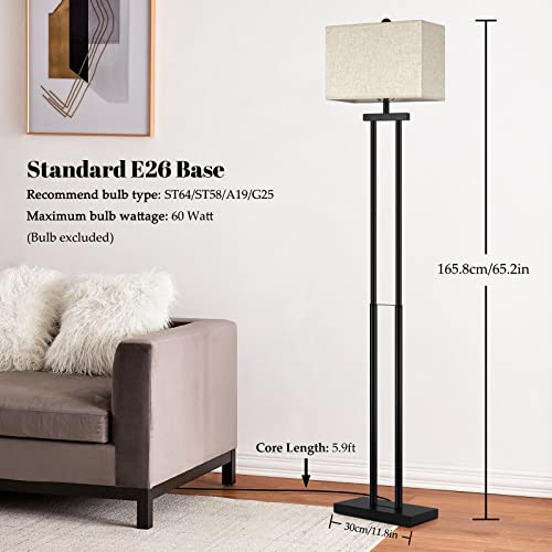 Black Standing Lamp w/ Foot Switch, Farmhouse Modern Tall Lamp