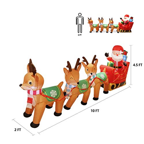 10ft Inflatable Santa & Reindeers Christmas Home Decoration