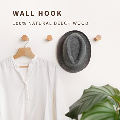 Natural Wooden Wall Hooks - Pack of 4