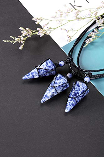 Healing Crystal GemStone Pointed Pendant Necklaces for Men/Women