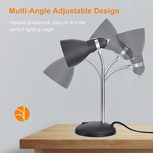 Eye Caring Metal Desk Lamp, Adjustable Goose Neck