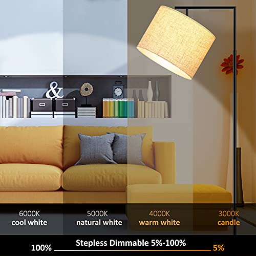 LED Floor Lamp w/ Remote Control, 4 Color Temperature & Bulb Included