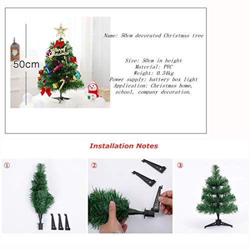 19.68 Inch Mini Christmas Tree w/ LED Lights & 18 Pcs Ornament