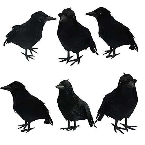 Halloween Black Feathered Crows Decoration