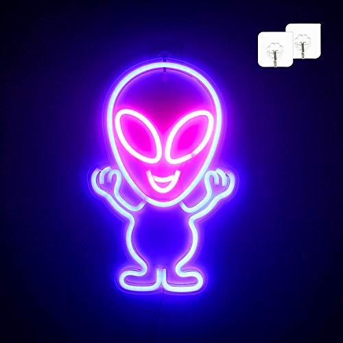 LED Alien Neon Signs (15.7"x10") w/ USB Operated Wall Decor