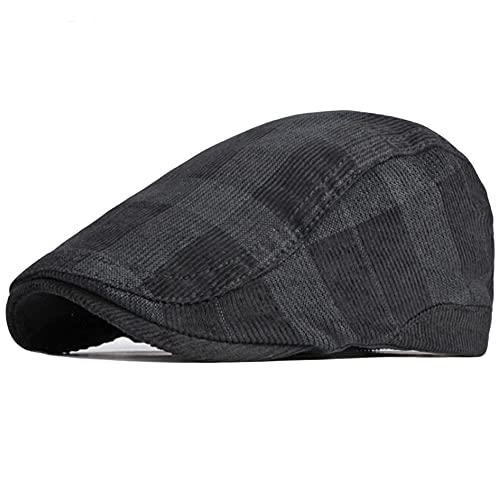 2 Pack Men's Cotton Flat Cap Ivy Gatsby Newsboy Hat (M)