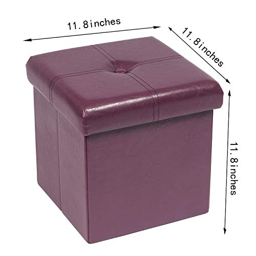 Folding Storage Ottoman, Faux Leather Footrest 11.8"x11.8"x11.8"