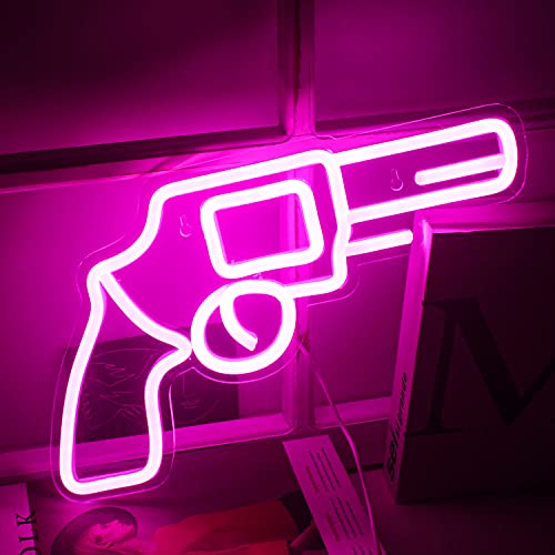 Cool  LED Neon Light Sign Pistol Pink for Wall Decoration