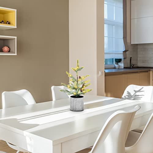 Tabletop Christmas Tree with Lights & Pinecones