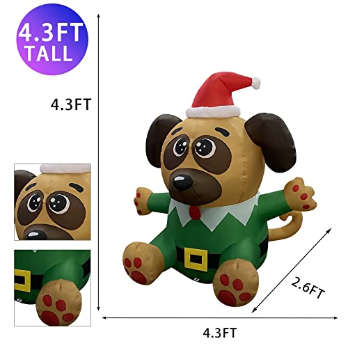 4.3 FT Christmas Inflatable Dog w/ Built-in LEDs