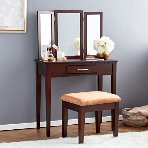 2 Piece Home Furnishing Stool Set & Vanity Mirror