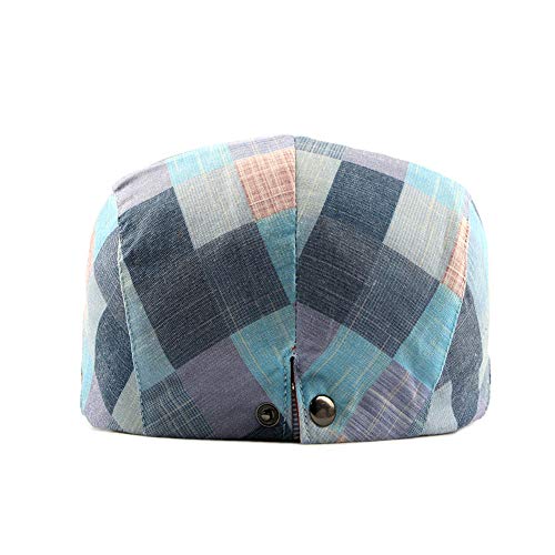 Men Adjustable Colorful Striped Plaid Ivy Newsboy Cabbie Gatsby Cotton Caps