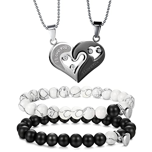 4Pcs Magnetic Couples Beads Bracelet & Necklace