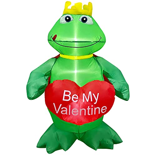 4 Ft LED Light Up Inflatable Valentine's Day Frog Prince Decoration Be My Valentine